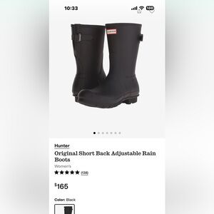 Hunter Woman  Adjustable Black Rain Boots SZ 7 New in box $165 plus tax !!!